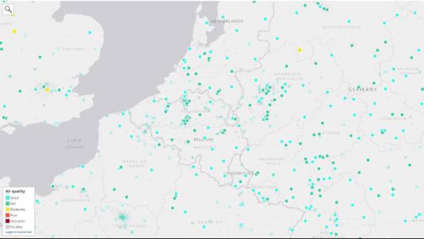 Une carte interactive donne l'état de la qualité de l'air en Europe