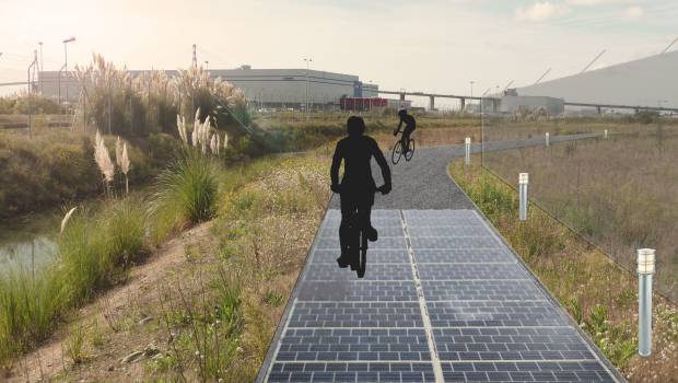 Une piste cyclable autonome en énergie au port de Nantes Saint-Nazaire