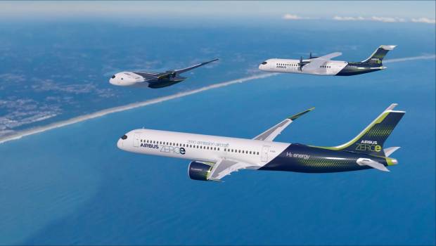 Airbus dévoile ses concepts d’avions à hydrogène