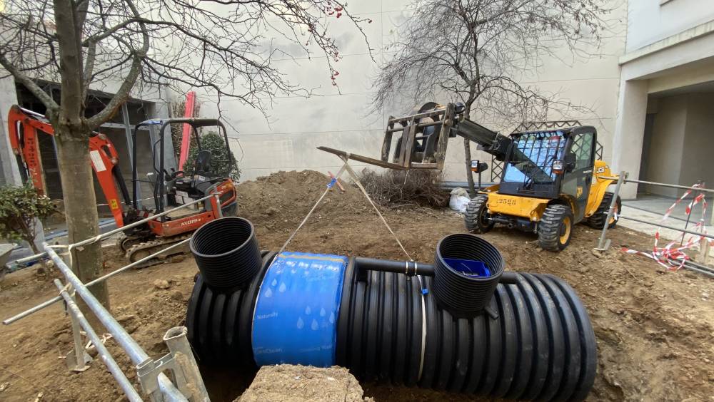 Tamponnement de l’eau pluviale en milieu contraint